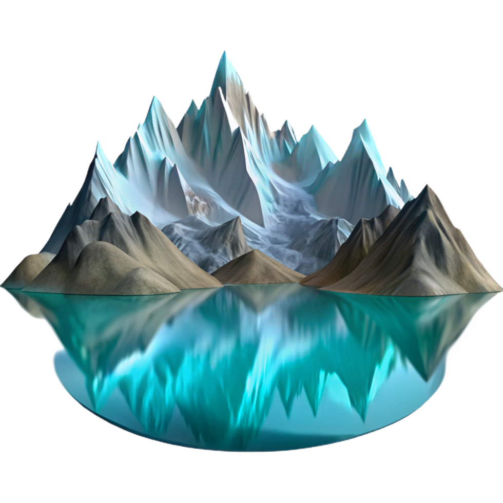 breathtaking standout A majestic mountain range reflected in a still lake. Mirrored reflection, serene atmosphere png