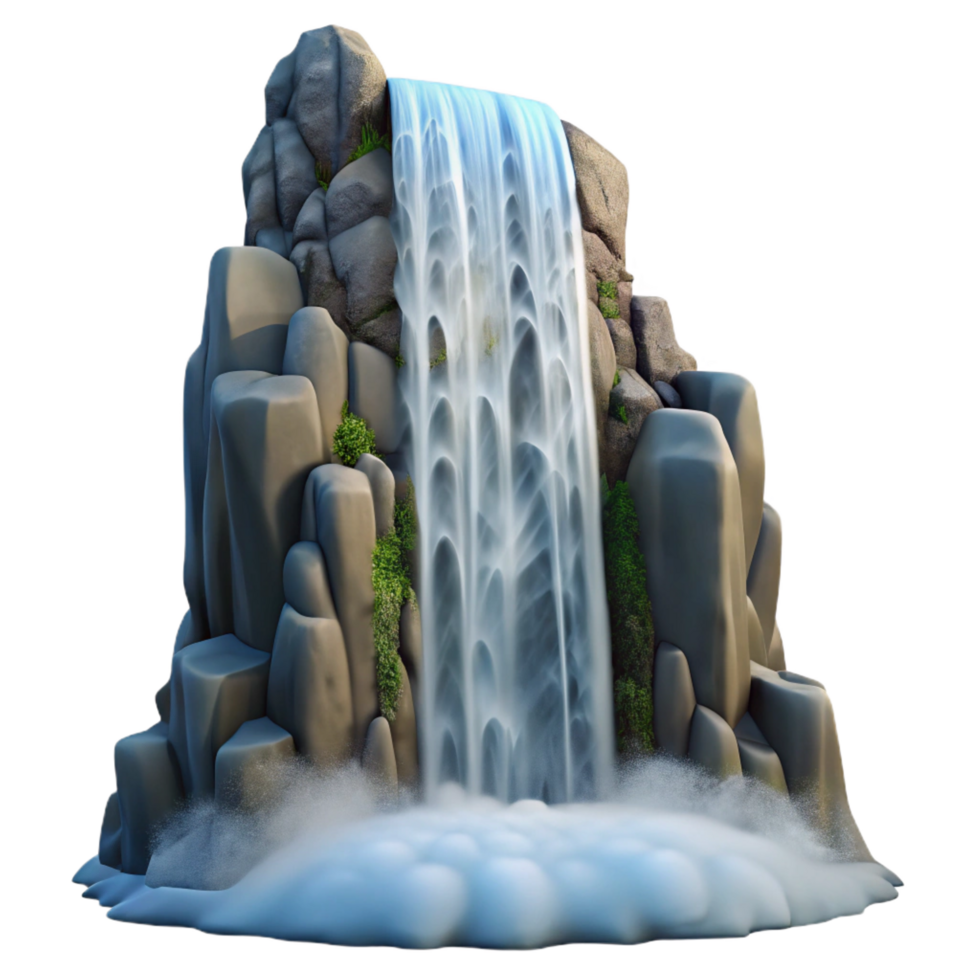 wonderful nostalgic rustic A majestic waterfall cascading down a cliff face. Powerful flow, misty spray top tier png