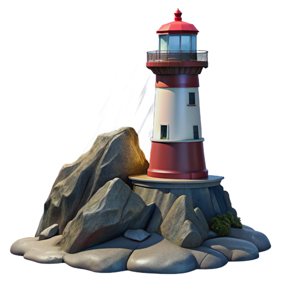 playful majestic A solitary lighthouse on a rocky cliff, stormy weather, dramatic lighting, romanticism style, digital painting, premium png