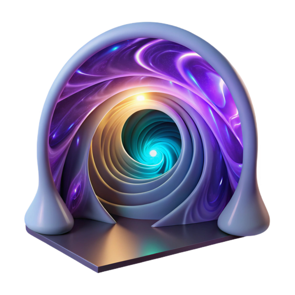 pristine timeless A portal opens in the fabric of spacetime, revealing a swirling vortex of energy and light. Psychedelic, otherworldly lighting. Abstract art style png