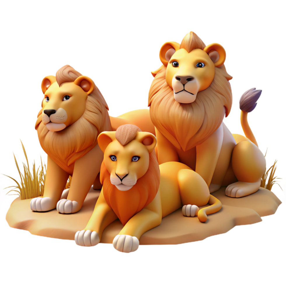 remarkable art deco A pride of lions resting in the savanna, realistic style, warm midday sunlight, long shadows perfect clarity png