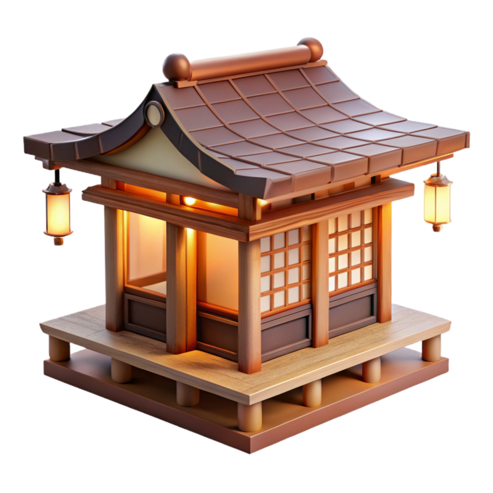 dynamic immaculate Japanese tea house, wood and paper, soft natural light, serene, peaceful, watercolor style 8K png