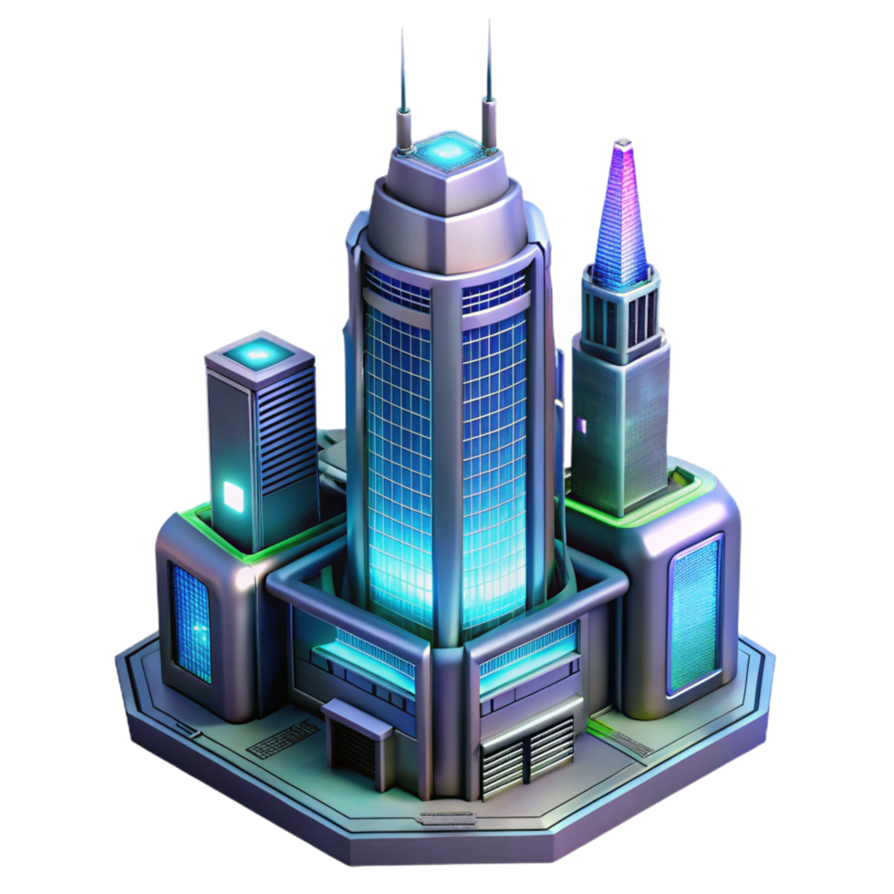 pristine peaceful tropical A futuristic skyscraper, holographic advertisements, cyberpunk style, digital art, gallery standard png