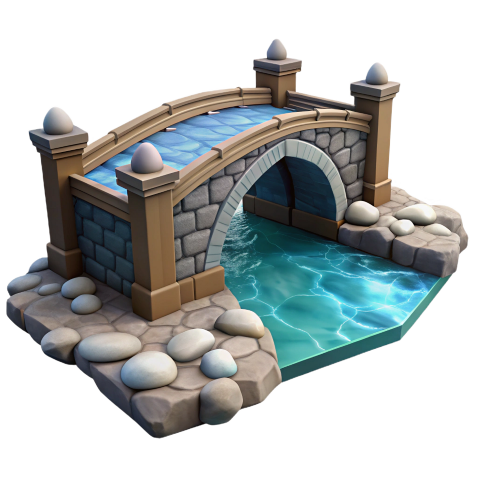 dynamic spectacular A medieval bridge, stone arches, flowing river, romanticism style, digital painting, authentic png