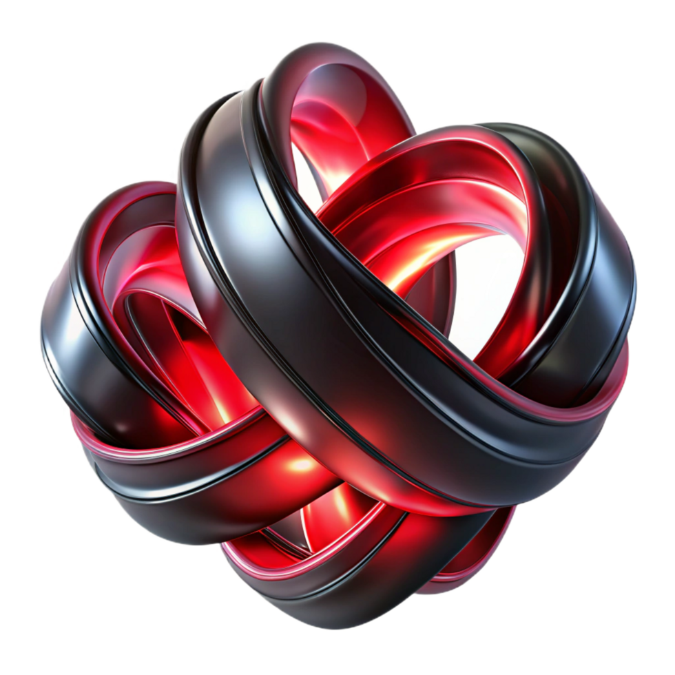signature surreal Intertwined ribbons of light in shades of deep red and black, flowing and dynamic, illuminated by a pulsating, rhythmic glow. Abstract Expressionism style original png