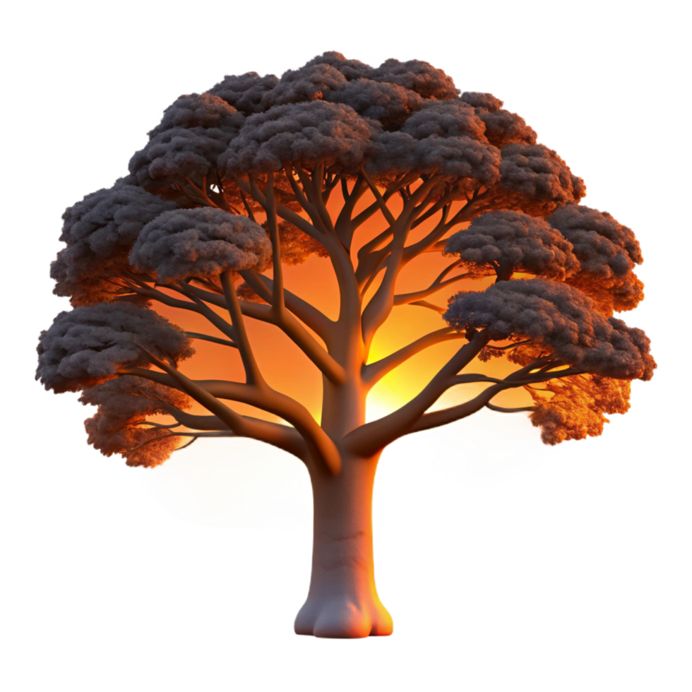 spectacular calm baroque A majestic oak tree silhouetted against a fiery sunset. Dramatic lighting, silhouette style high resolution png
