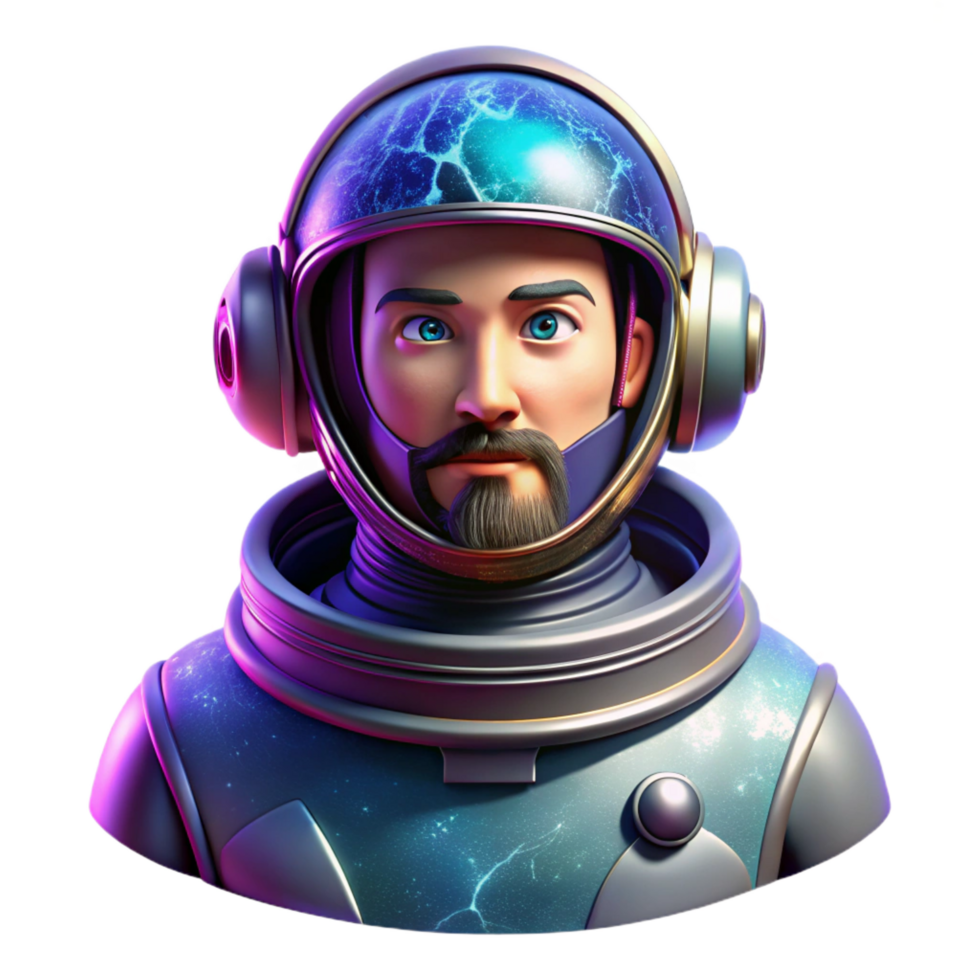 unforgettable mid century Portrait of a futuristic astronaut with a reflective visor, surrounded by swirling nebulae, cosmic lighting, science fiction style gallery standard png