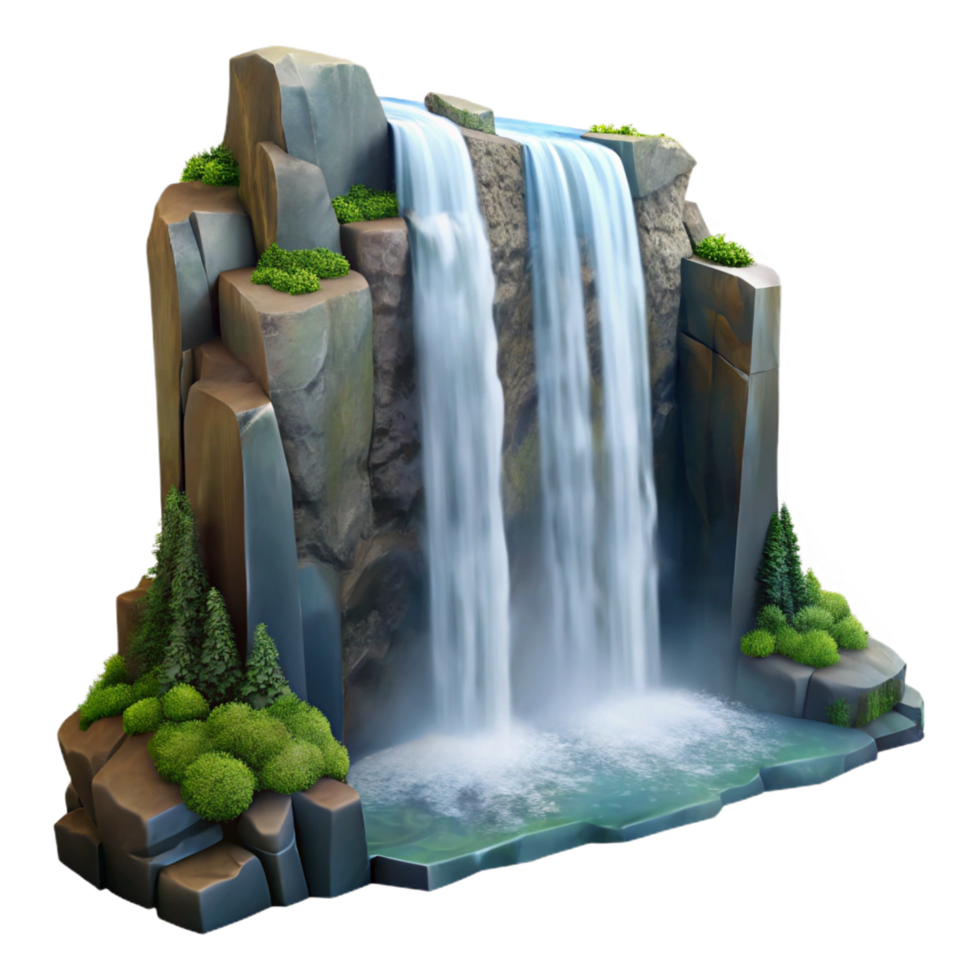 iconic renaissance A majestic waterfall cascading down a cliff face. Powerful flow, misty spray original png