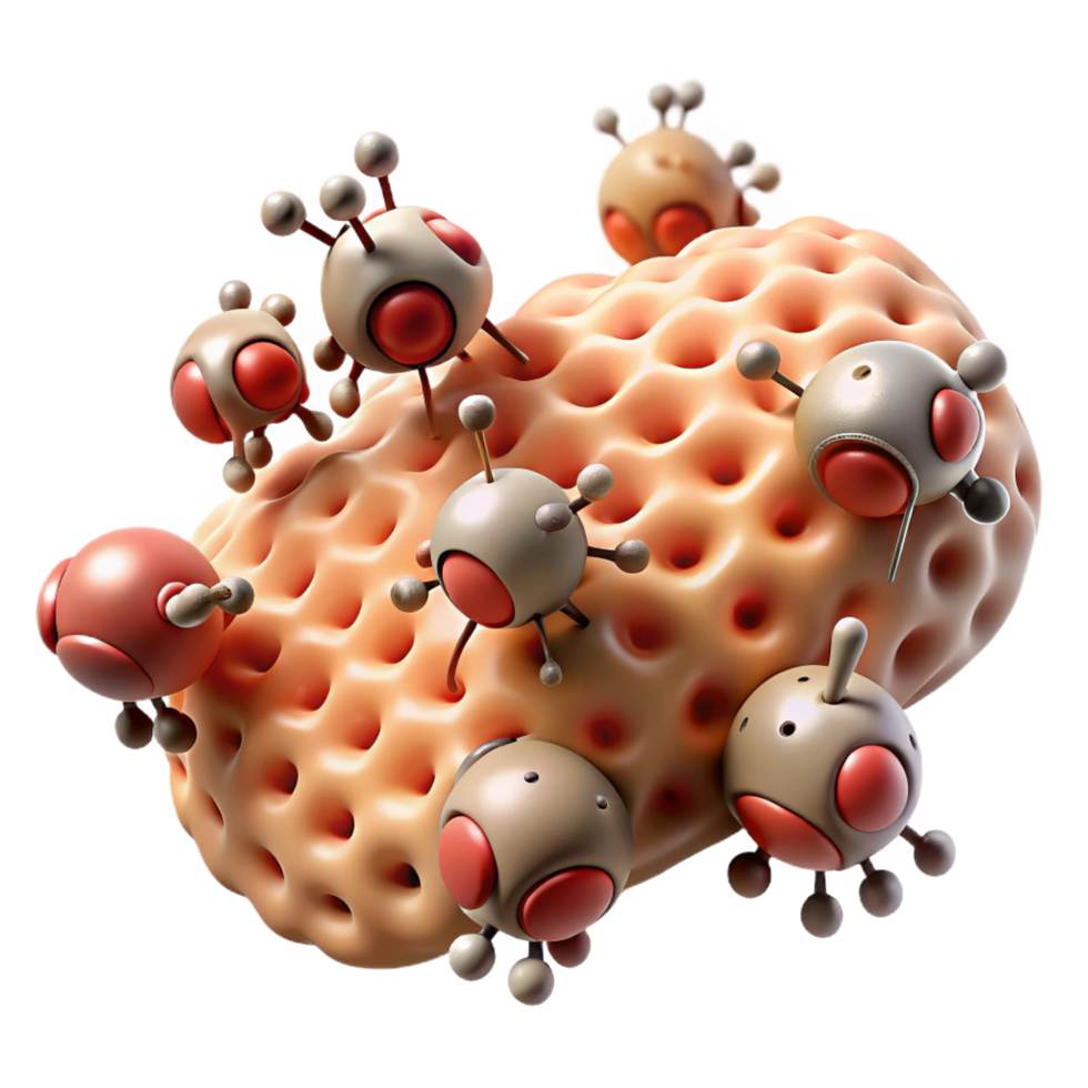 pristine baroque A swarm of nanobots repairing damaged tissue, microscopic view, scientific illustration style ultra HD png