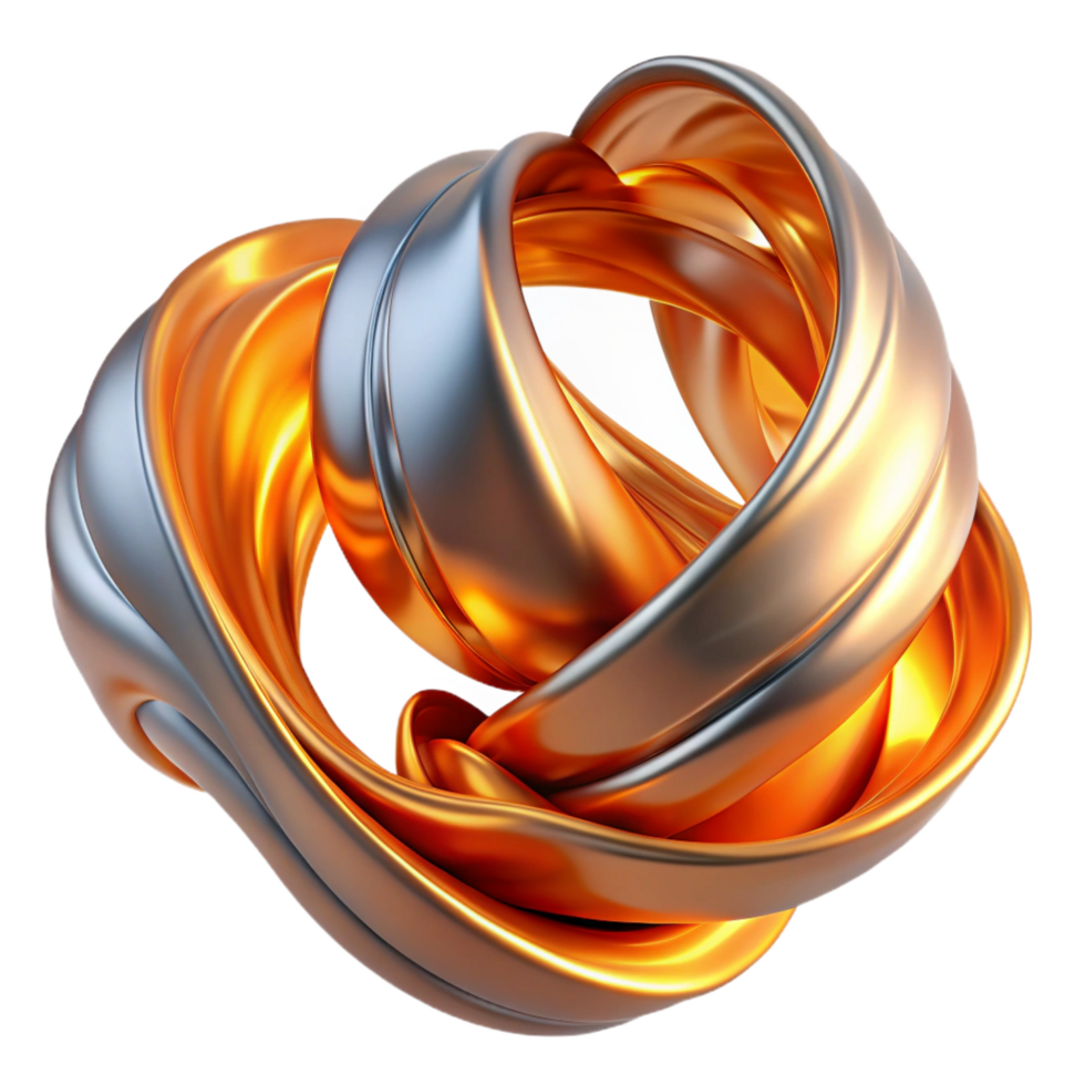 serene creative Flowing ribbons of molten metal, illuminated by fiery orange light, Abstract Expressionist style authentic png