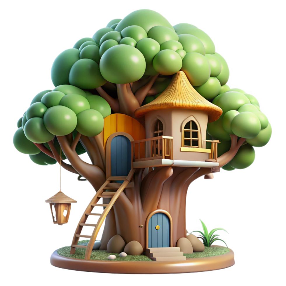 wonderful iconic A whimsical treehouse built into a giant sequoia, soft dappled sunlight, magical atmosphere, highly detailed, png