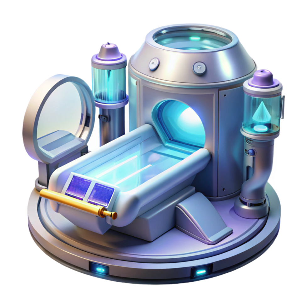 wonderful bold geometric A futuristic medical bay with holographic displays and advanced technology, bathed in the cool, sterile light. Medical illustration style, clean and precise precision png