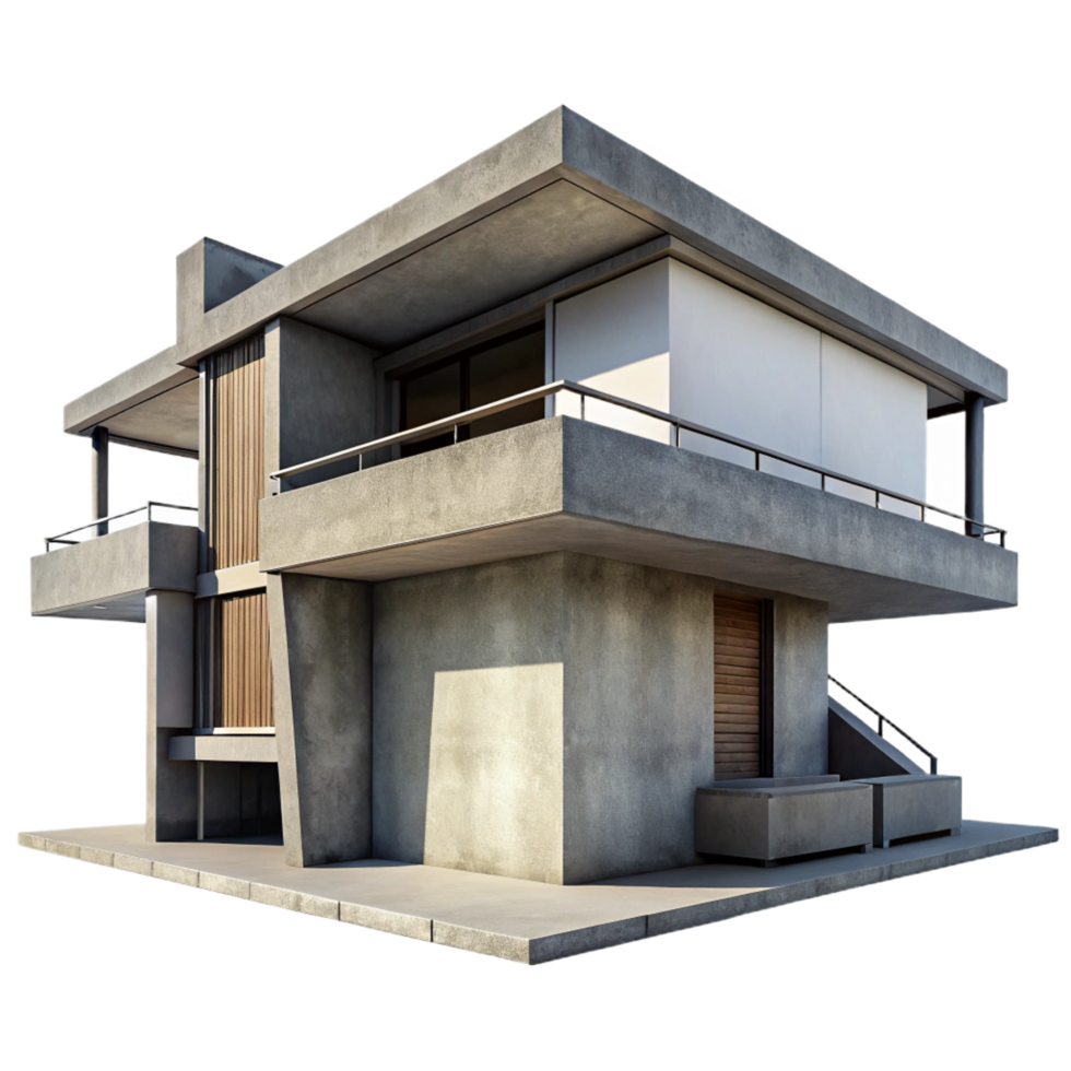 captivating renaissance A modern, concrete bunker house, minimalist design, harsh shadows, brutalist architecture, original png