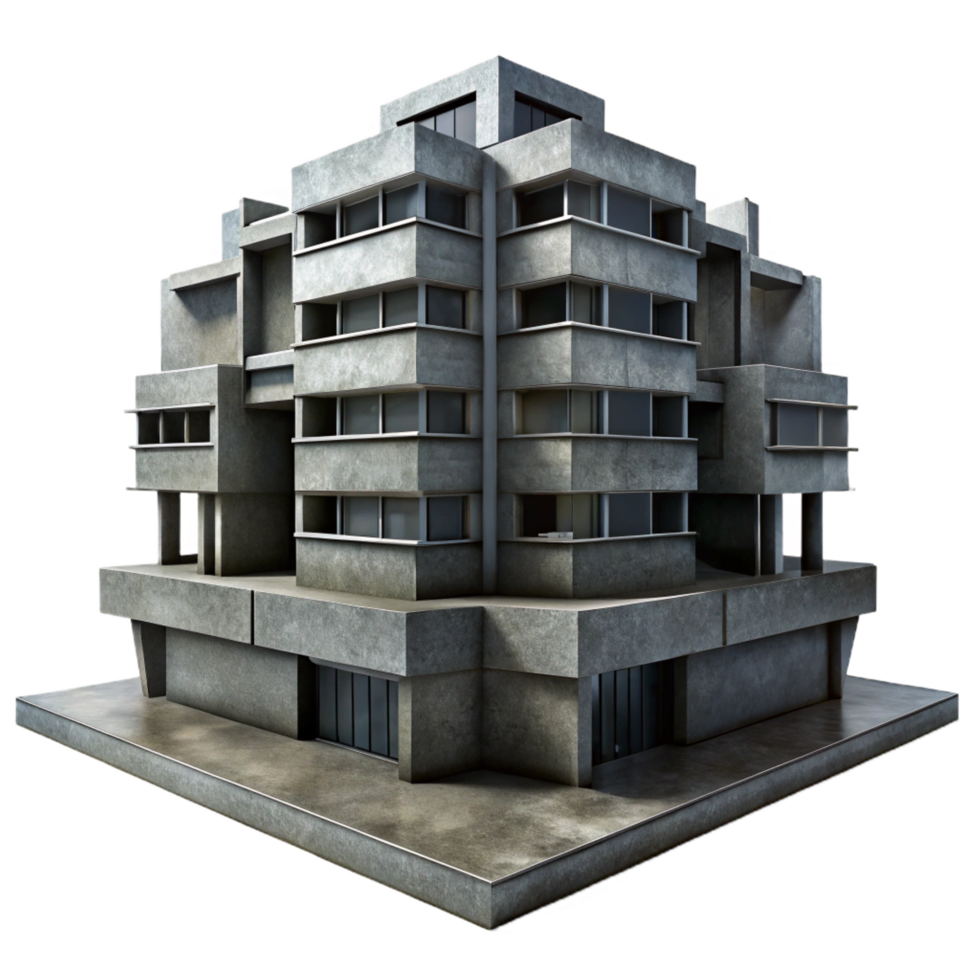 quintessential victorian A Brutalist concrete apartment complex, harsh shadows, overcast sky, dystopian atmosphere, photorealistic, perfect clarity png