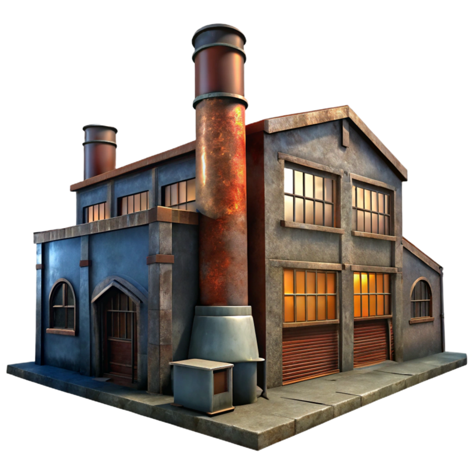 serene contemporary An abandoned industrial factory, rusty metal, broken windows, eerie atmosphere, dimly lit, photorealistic, professional png
