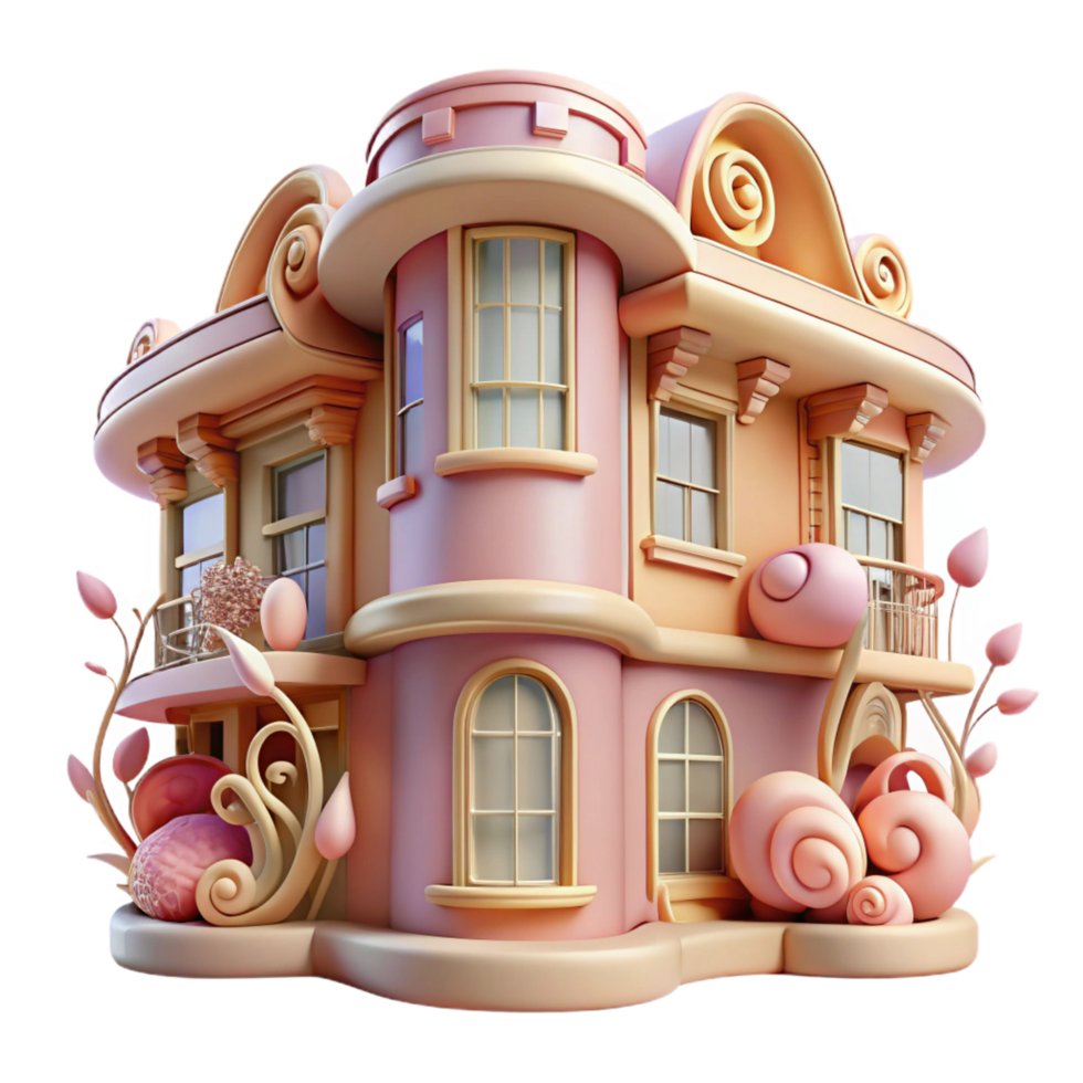 elegant passionate retro Art Nouveau apartment building, flowing lines and floral motifs, soft pastel colors, art nouveau style genuine png