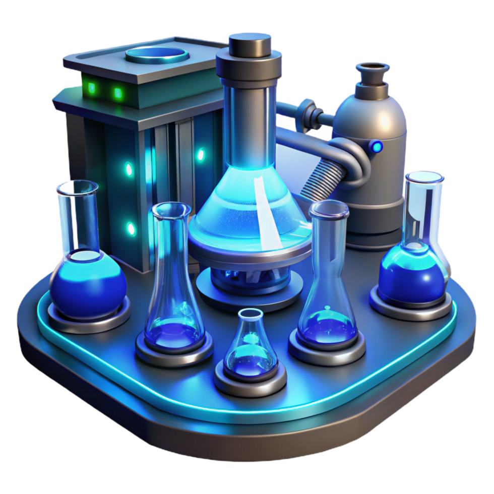 remarkable contemporary A futuristic laboratory filled with glowing equipment, sterile, blue lighting, science fiction style artisan png