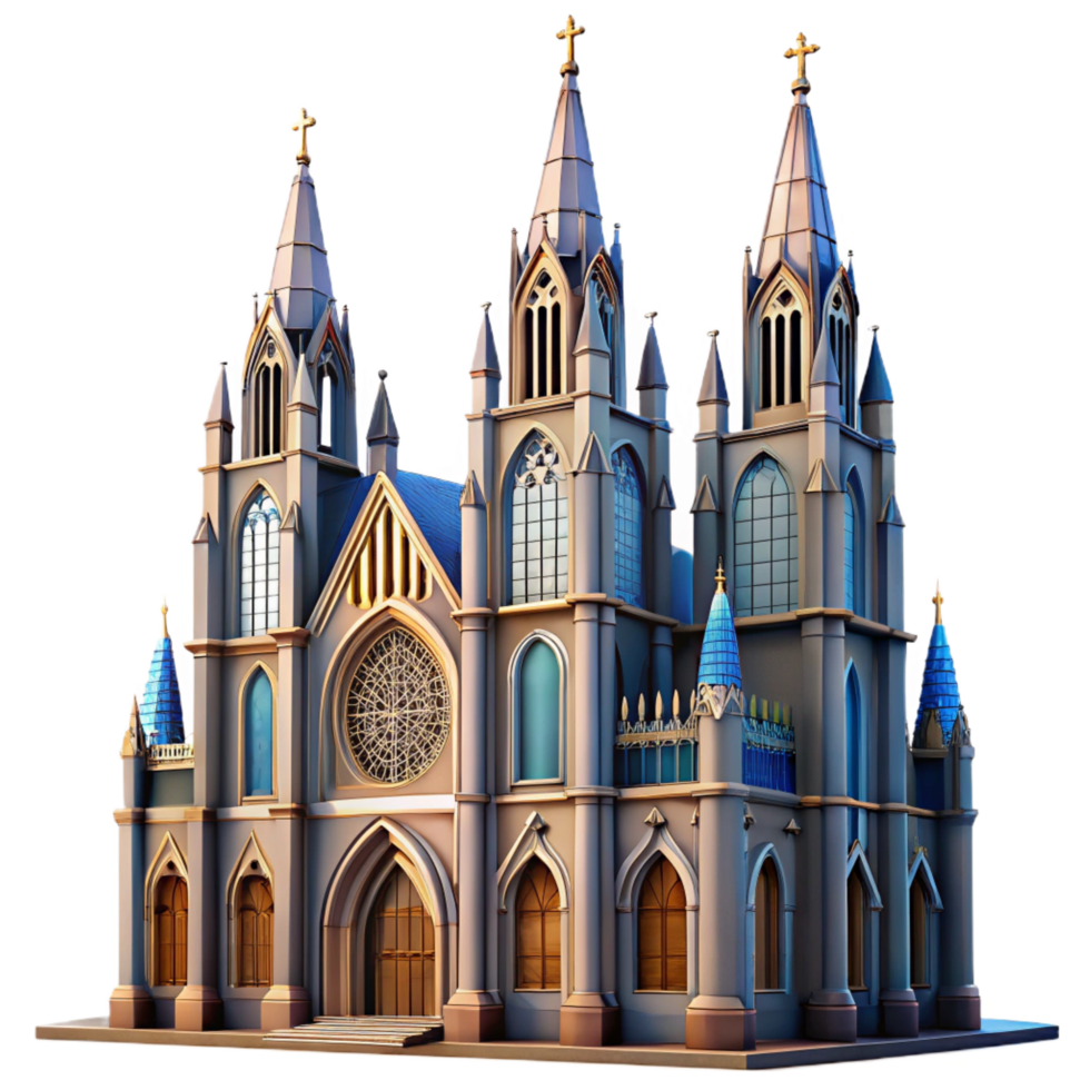 exceptional organic A towering Gothic cathedral, intricate stained glass windows, dramatic lighting, highly detailed, photorealistic, authentic png