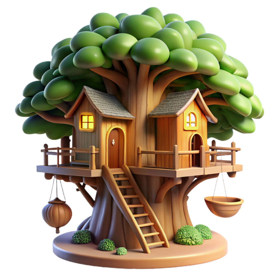 inspired futuristic A whimsical treehouse built into a giant sequoia, soft dappled sunlight, magical atmosphere, highly detailed, perfect clarity png