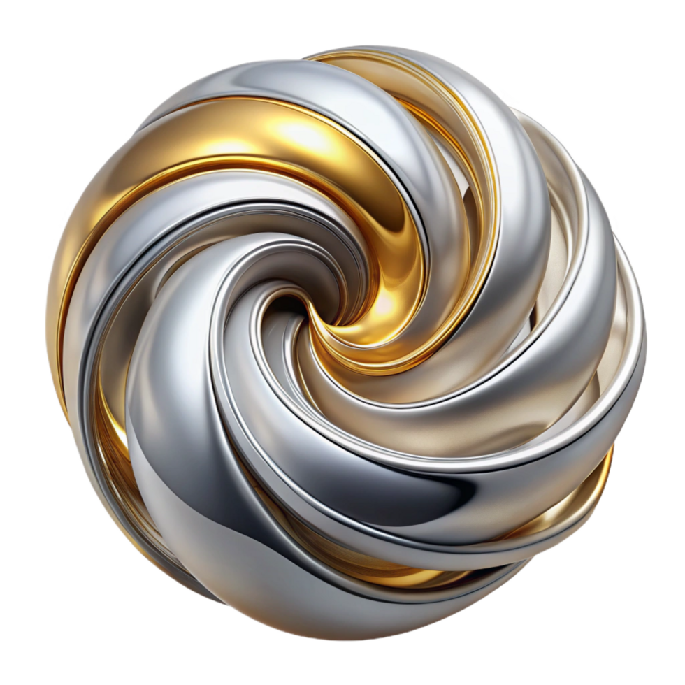 energetic radiant A swirling mass of liquid metal in shades of silver and gold, dynamic lighting with reflections, Abstract Expressionism style sharp png