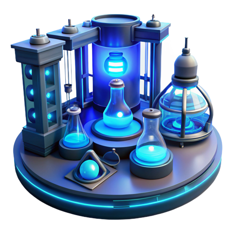 beautiful minimalist A futuristic laboratory filled with glowing equipment, sterile, blue lighting, science fiction style elite png