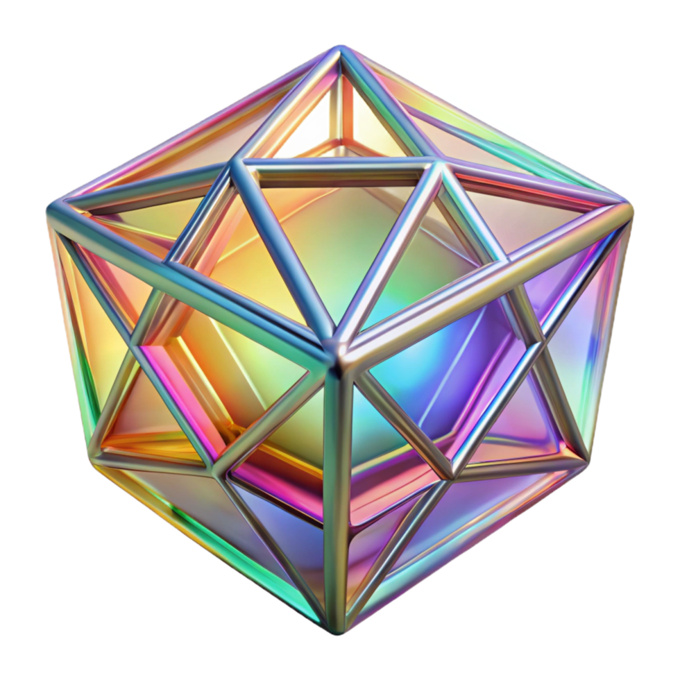 alluring dynamic renaissance A crystalline lattice structure, refracting rainbow light, Geometric Abstraction style masterfully captured png