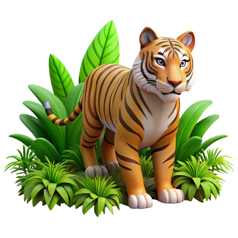 splendid signature A powerful tiger stalking through the jungle, dappled sunlight and lush vegetation, in a realistic style png