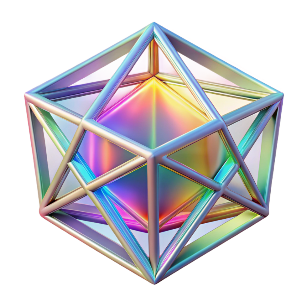 peaceful wonderful A crystalline lattice structure, refracting rainbow light, Geometric Abstraction style sharp png