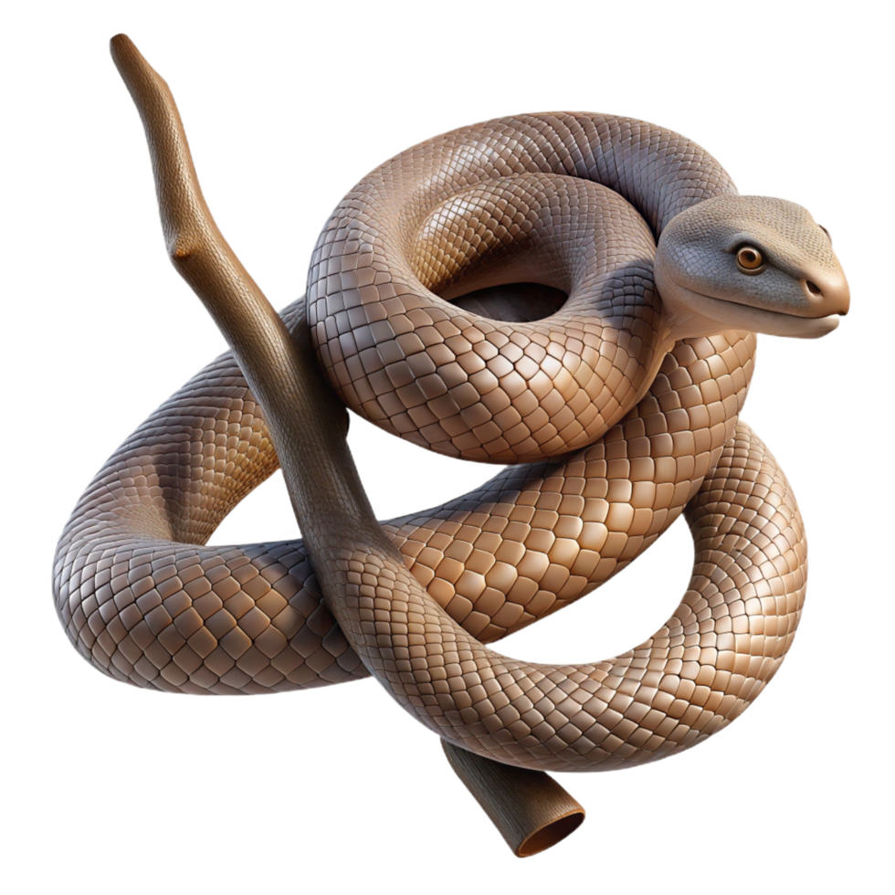 magnificent standout A slithering snake coiled around a branch, close up shot with detailed scales, in a realistic style png
