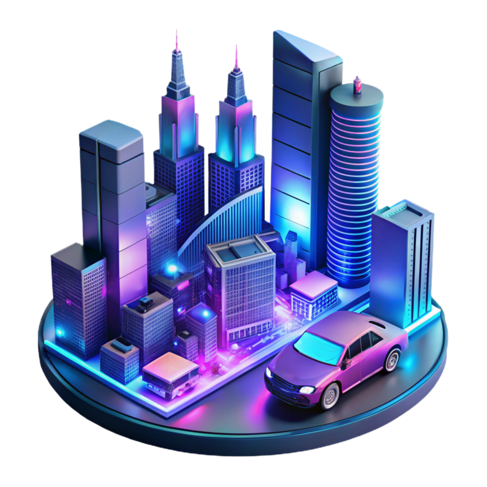 standout bohemian A futuristic cityscape at night, flying cars weaving through skyscrapers, neon signs illuminating the scene, vibrant and dynamic, cyberpunk style top tier png