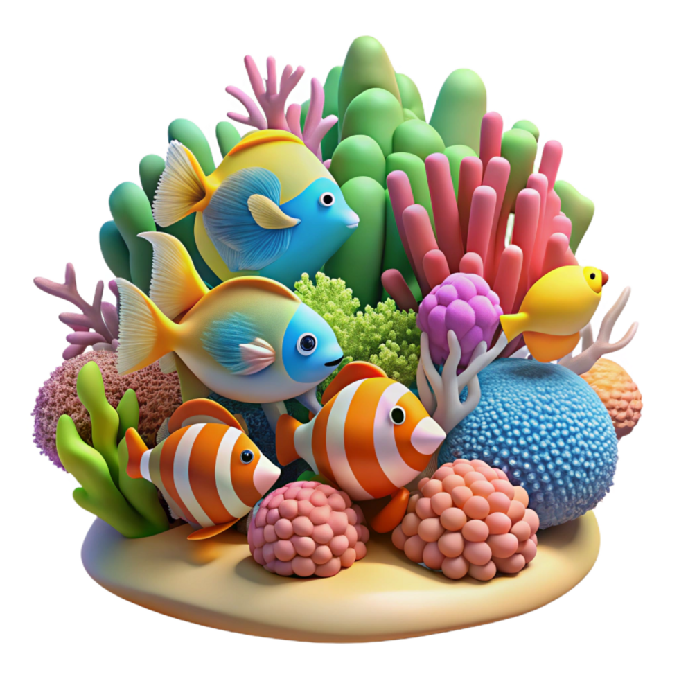spectacular playful renaissance A vibrant coral reef teeming with colorful fish, underwater scene with bright lighting, in a photorealistic style flawless png