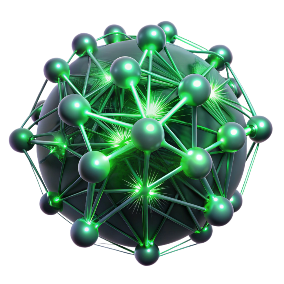 immaculate coveted A network of pulsating bioluminescent strands, emitting an eerie green light, in a dark, abstract space. Biopunk style png