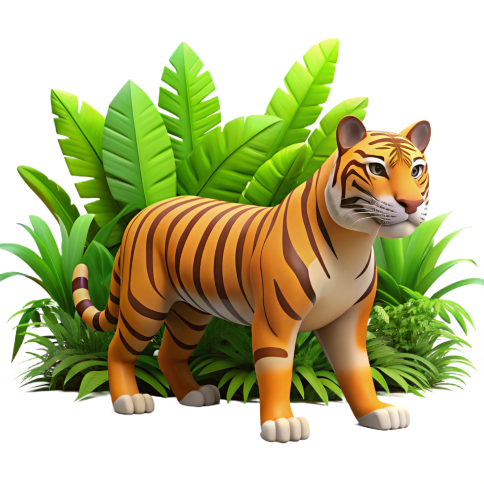 unforgettable elegant A powerful tiger stalking through the jungle, dappled sunlight and lush vegetation, in a realistic style detailed png