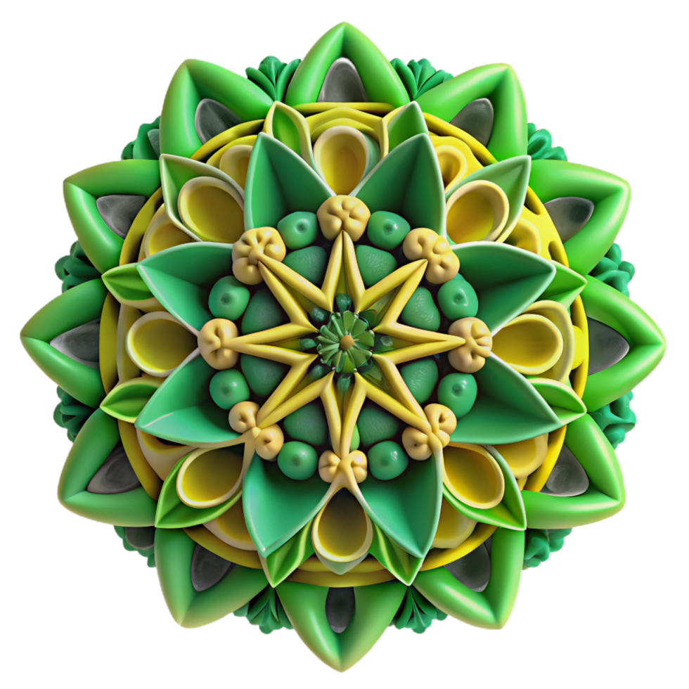 bold splendid A complex fractal pattern in shades of green and yellow, intricate details with high contrast, Mathematical Art style genuine png