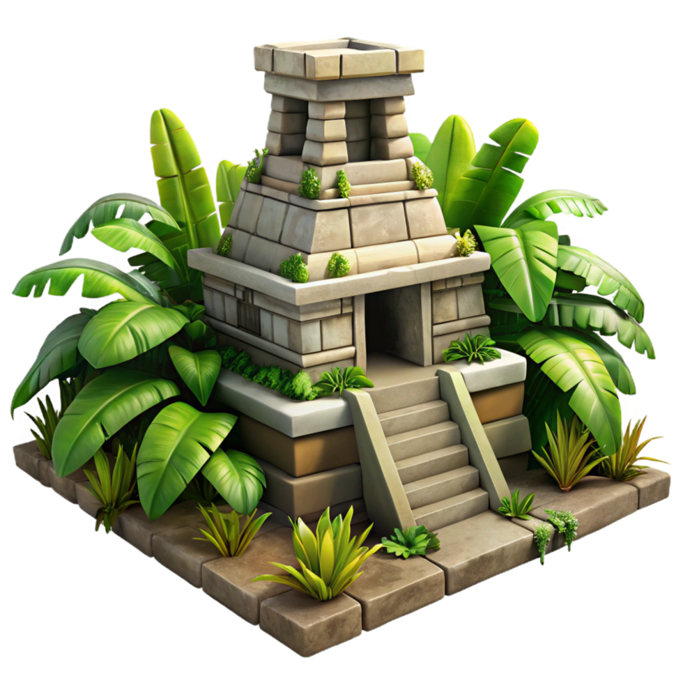 elegant urban An ancient Mayan temple, overgrown with jungle foliage, dappled sunlight, hyperrealistic, 8k, impeccable png