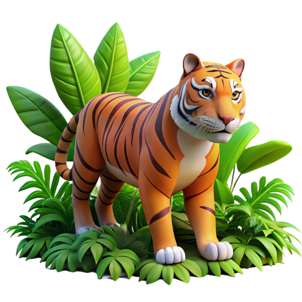striking dynamic gothic A powerful tiger stalking through the jungle, dappled sunlight and lush vegetation, in a realistic style gallery standard png