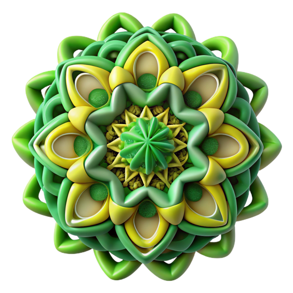 vibrant impressionist A complex fractal pattern in shades of green and yellow, intricate details with high contrast, Mathematical Art style genuine png