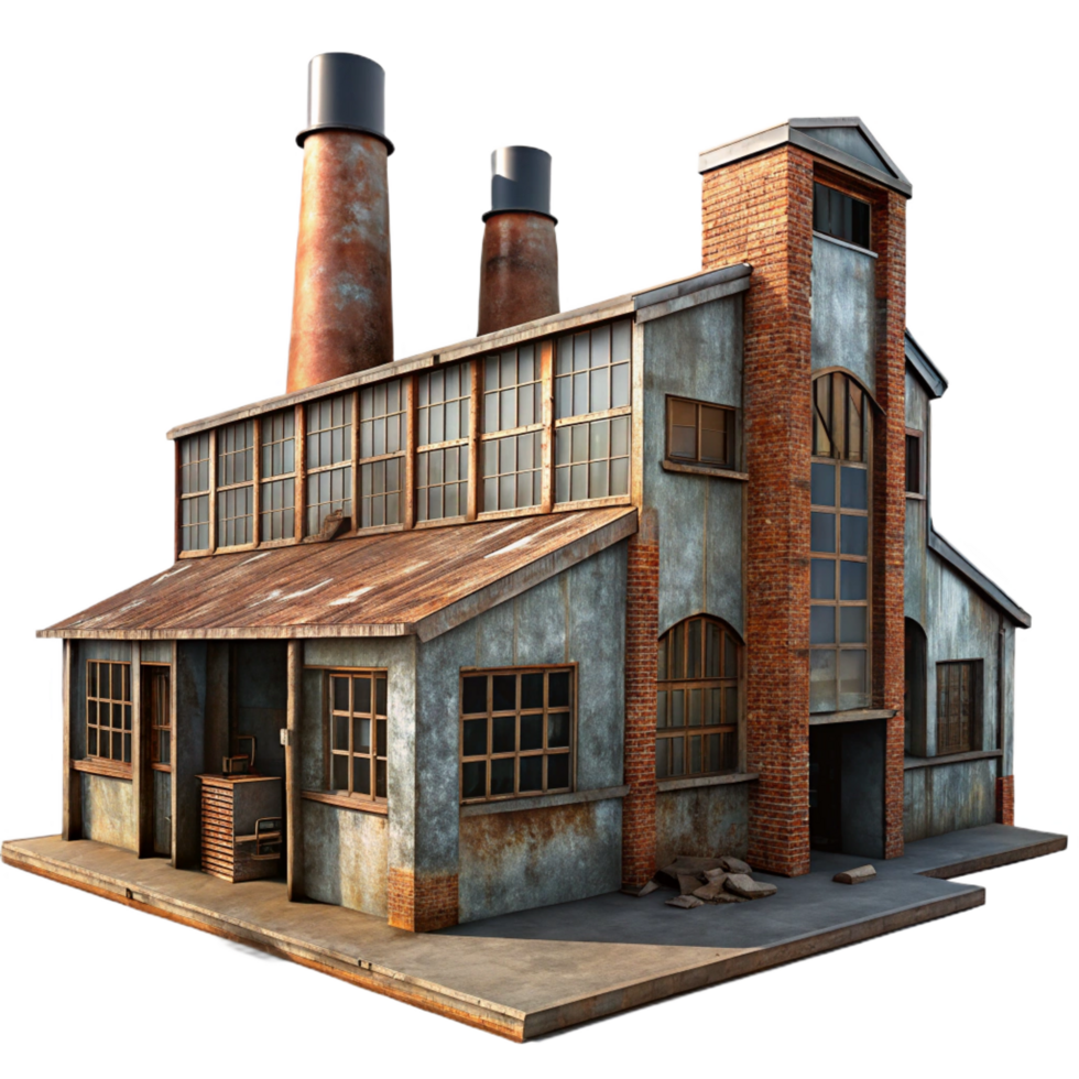 ethereal picturesque An abandoned industrial factory, rusting metal, broken windows, gritty and realistic, urban photography style, 8K png
