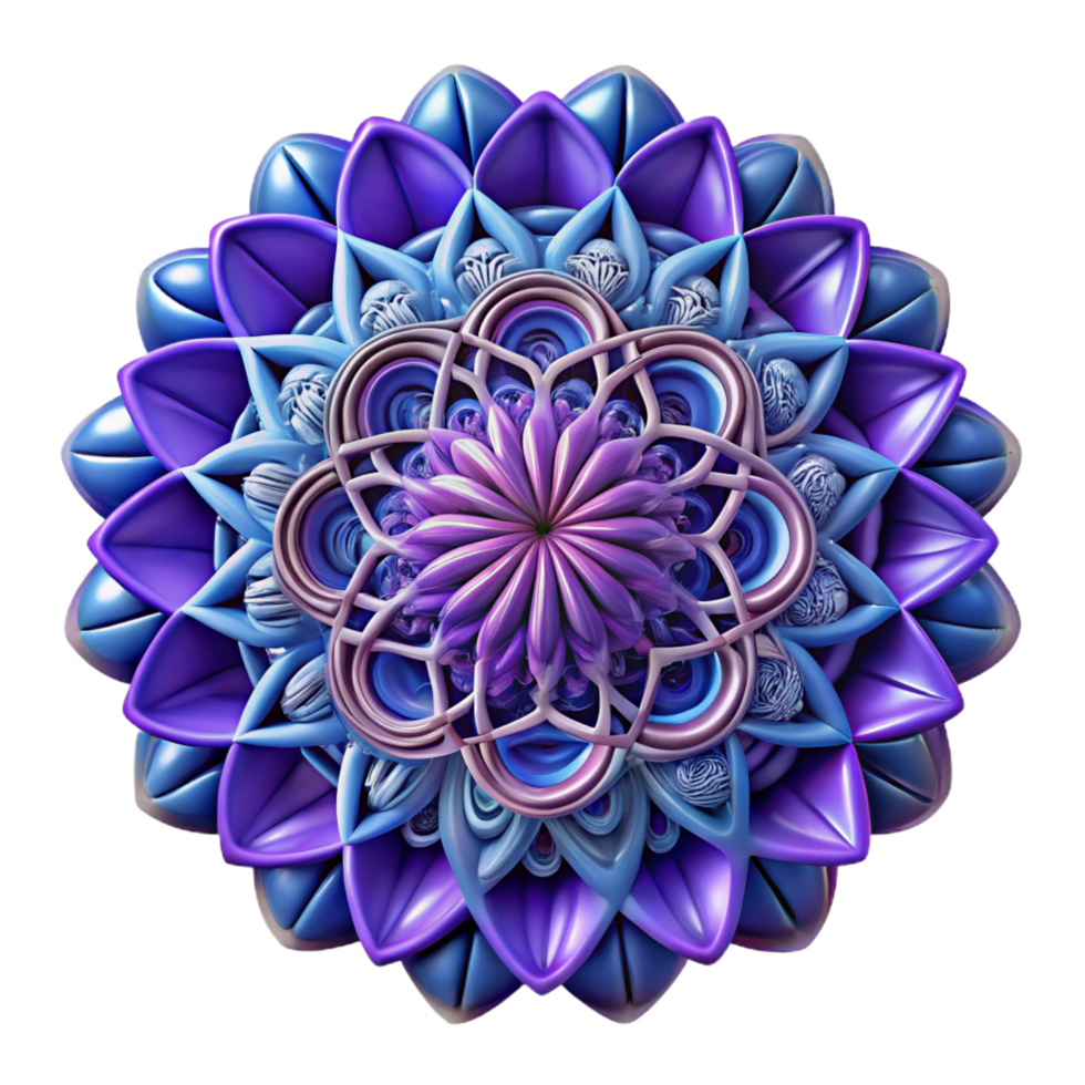 dreamy magnificent A complex fractal pattern in shades of blue and purple, intricate details with high contrast, Mathematical Art style top tier png