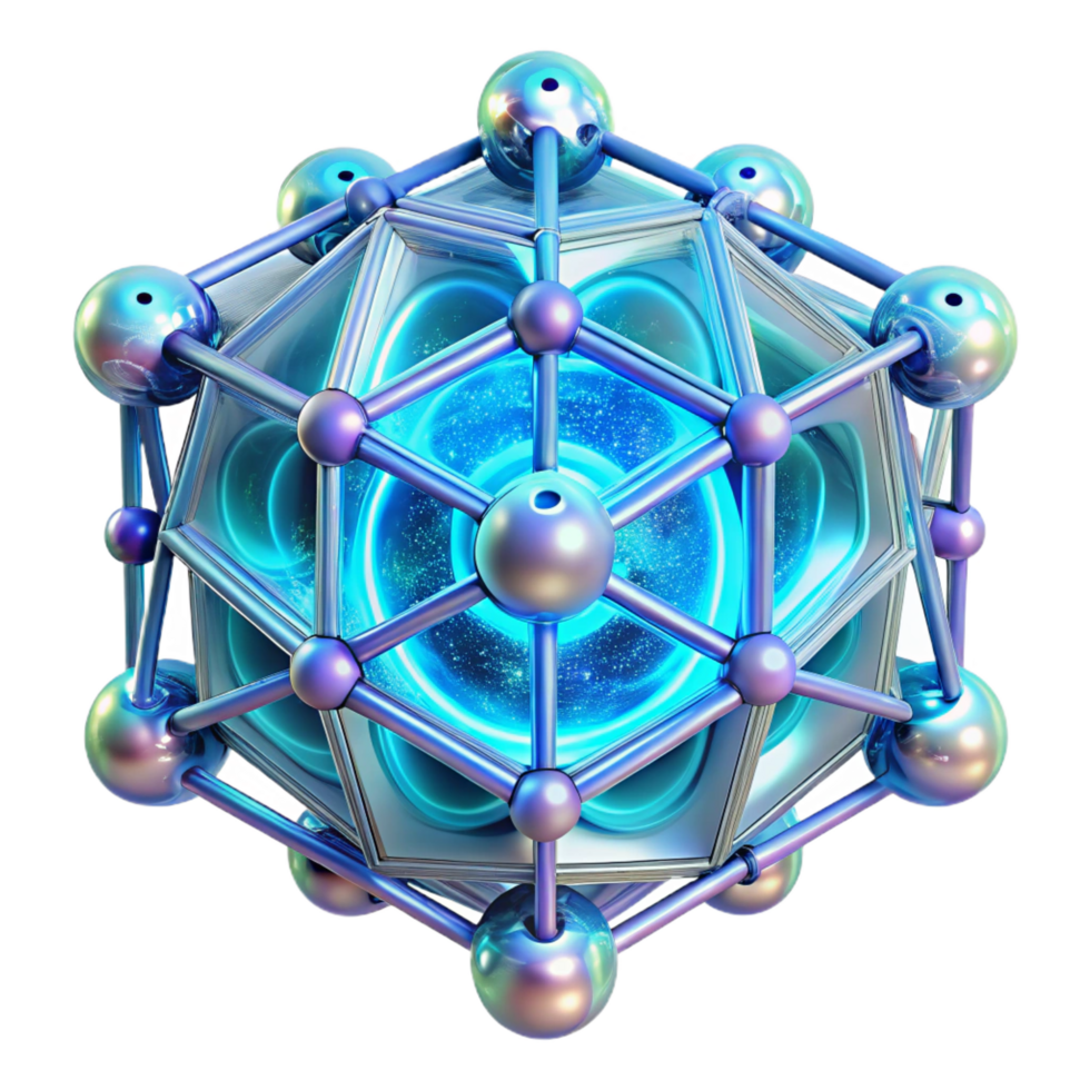 elegant sought after Geometric fractals forming a complex, interconnected network, glowing with soft bioluminescent light, in a cyberpunk aesthetic png