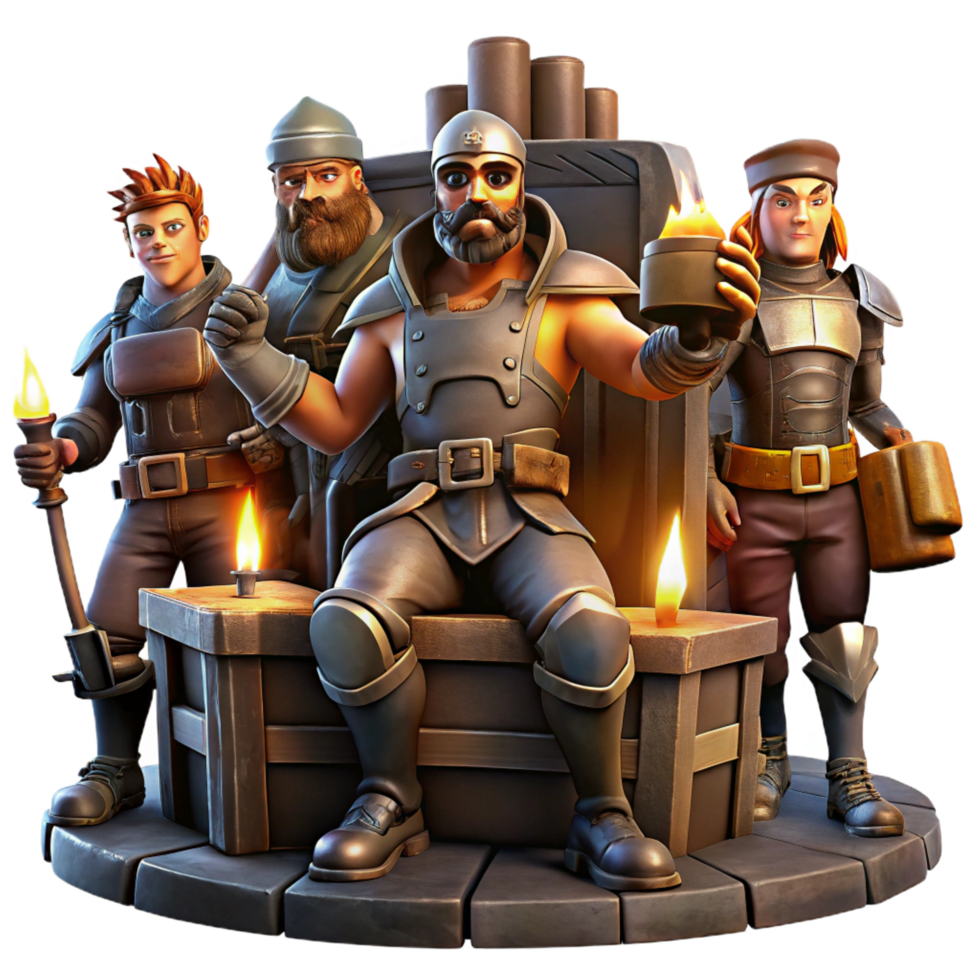 nostalgic mesmerizing A group of space pirates in tattered leather and chrome armor celebrating their latest heist aboard a derelict spaceship. Warm, flickering candlelight. Gritty realism style 4K png