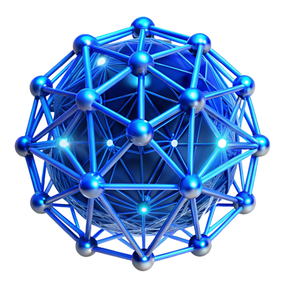 splendid classic An intricate network of interwoven threads, glowing with a vibrant blue light. Cyberpunk style precision png