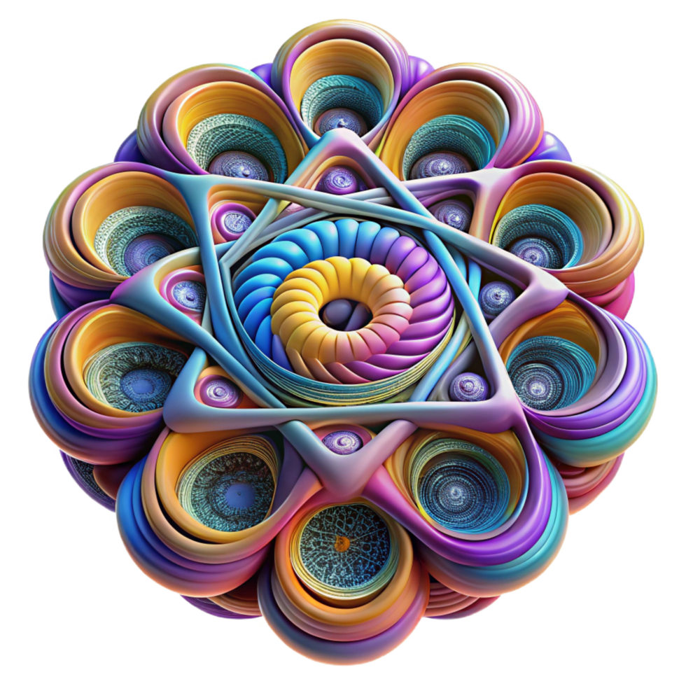 splendid exemplary Fractal architecture, infinite repeating patterns, vibrant colors, psychedelic, abstract style png
