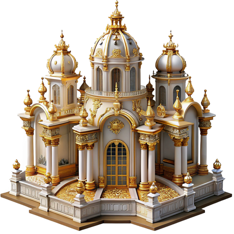 mysterious glorious An ornate Baroque palace, gilded details, opulent interiors, dramatic lighting, highly detailed, top tier png