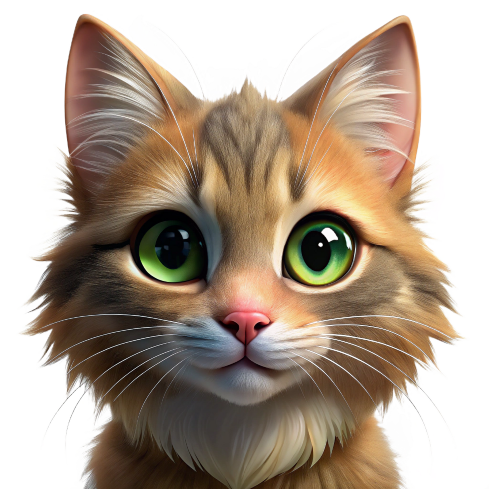 stunning celebrated Portrait of a playful kitten with fluffy fur, bright eyes, and a curious expression. Warm, soft lighting. Realistic animal portrait style png
