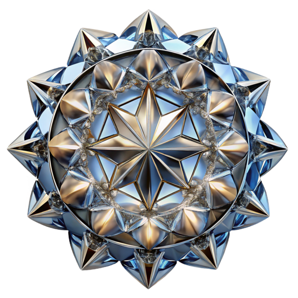calm radiant A kaleidoscope of fragmented, mirrored surfaces, reflecting distorted, abstract patterns, lit by a dazzling, diamond dust light, in an Art Deco style luxury png