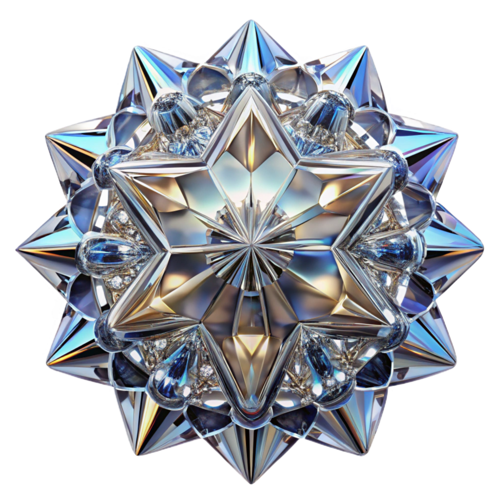elegant traditional A kaleidoscope of fragmented, mirrored surfaces, reflecting distorted, abstract patterns, lit by a dazzling, diamond dust light, in an Art Deco style fine detail png