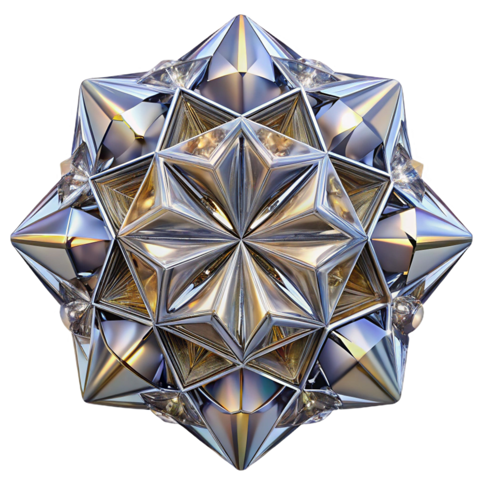 exceptional baroque A kaleidoscope of fragmented, mirrored surfaces, reflecting distorted, abstract patterns, lit by a dazzling, diamond dust light, in an Art Deco style studio quality png