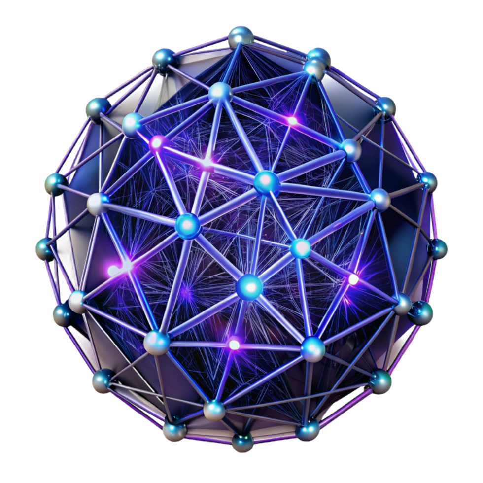striking celebrated An intricate web of interconnected lines and dots, forming a complex, abstract pattern, illuminated by a bright, neon glow, in a futuristic, data visualization style png