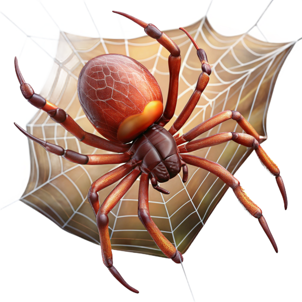melancholic dramatic A spider spinning a web, intricate detail, delicate silk threads, macro photography premium png